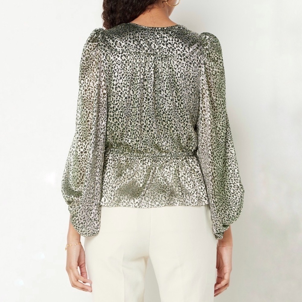 NWT ba&sh Caitlin Green and Metallic Gold Top - Picture 2 of 16